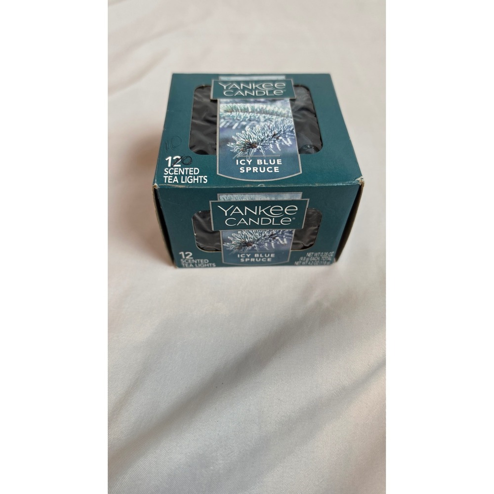 Yankee Candle Icy Blue Spruce Scented Tea Lights 10 Count Retired Rare HTF